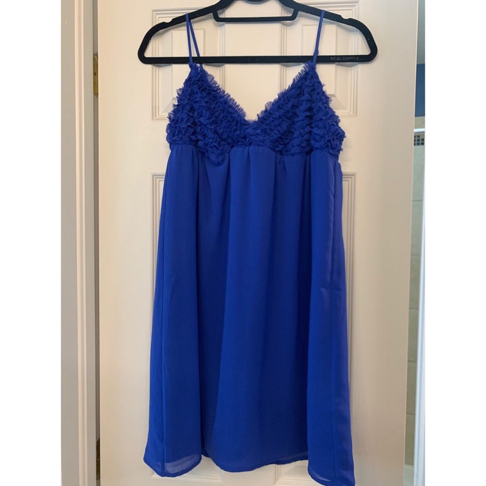 Blue baby doll dress with ruffles